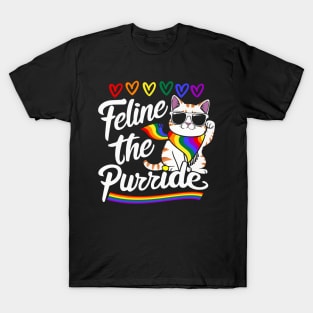 Purride Cat Lover Pride Month Gay Rights Rainbow Cat T-Shirt